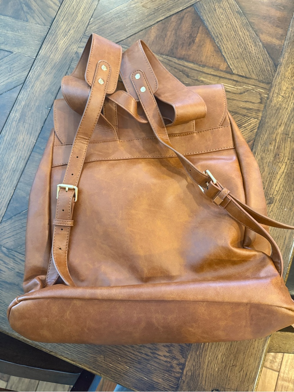 Tan Leather-Style Backpack - Picture 2 of 8